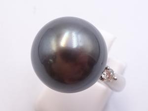 Pt900 パール 約13.6mm ダイヤ 0.14ct リング 12.5g